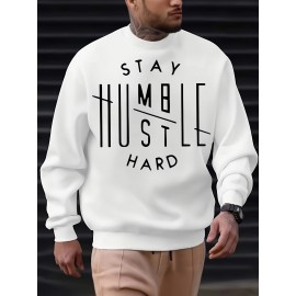 Letter Print Sweatshirt, Crew Neck Casual Sweatshirt For Winter & Fall, Menswear Letter Print Sweatshirt, Crew Neck Casual Sweatshirt For Winter & Fall, Menswear
