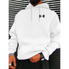 Men'S Cotton Hoodie - Casual Style, Knit Fabric, Loose Fit, 100% Cotton, Printed Design, Four Seasons Wear, Hooded Pullover with Slight Stretch, No Details - Sportswear for Daily Outdoor Activities Men'S Cotton Hoodie - Casual Style, Knit Fabric, Loose Fit, 100% Cotton, Printed Design, Four Seasons Wear, Hooded Pullover with Slight Stretch, No Details - Sportswear for Daily Outdoor Activities