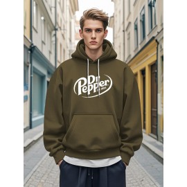 1pc Dr Pepper Print Men'S Casual Hoodie - Cozy Long Sleeve Pullover with Hood, Polyester Fabric, Regular Fit, Stretchy, for Autumn/Winter 1pc Dr Pepper Print Men'S Casual Hoodie - Cozy Long Sleeve Pullover with Hood, Polyester Fabric, Regular Fit, Stretchy, for Autumn/Winter