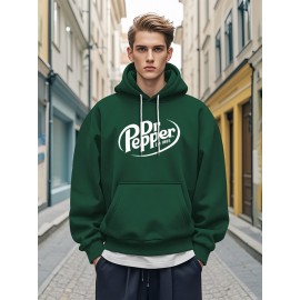 1pc Dr Pepper Print Men'S Casual Hoodie - Cozy Long Sleeve Pullover with Hood, Polyester Fabric, Regular Fit, Stretchy, for Autumn/Winter 1pc Dr Pepper Print Men'S Casual Hoodie - Cozy Long Sleeve Pullover with Hood, Polyester Fabric, Regular Fit, Stretchy, for Autumn/Winter