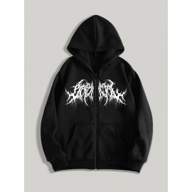 Men's Gothic Thorns Graphic Hoodie - Fall/Winter Casual Knit Fabric Zip-Up Hooded Sweatshirt with Geometric Pattern - 100% Polyester Slight Stretch Regular Fit Men's Gothic Thorns Graphic Hoodie - Fall/Winter Casual Knit Fabric Zip-Up Hooded Sweatshirt with Geometric Pattern - 100% Polyester Slight Stretch Regular Fit