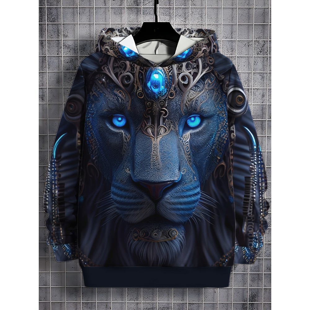 Casual Pullover Hoodie With Random Print Design, Polyester Fiber, Relaxed Fit, Digital Printing, Machine Washable Casual Pullover Hoodie With Random Print Design, Polyester Fiber, Relaxed Fit, Digital Printing, Machine Washable