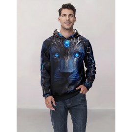Casual Pullover Hoodie With Random Print Design, Polyester Fiber, Relaxed Fit, Digital Printing, Machine Washable Casual Pullover Hoodie With Random Print Design, Polyester Fiber, Relaxed Fit, Digital Printing, Machine Washable
