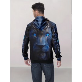 Casual Pullover Hoodie With Random Print Design, Polyester Fiber, Relaxed Fit, Digital Printing, Machine Washable Casual Pullover Hoodie With Random Print Design, Polyester Fiber, Relaxed Fit, Digital Printing, Machine Washable