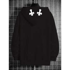 Men's Casual Hoodie with Unique Print Design - Soft Polyester, Machine Washable, Loose Fit Pullover with Kangaroo Pocket Men's Casual Hoodie with Unique Print Design - Soft Polyester, Machine Washable, Loose Fit Pullover with Kangaroo Pocket