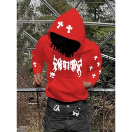Men's Casual Hoodie with Unique Print Design - Soft Polyester, Machine Washable, Loose Fit Pullover with Kangaroo Pocket Men's Casual Hoodie with Unique Print Design - Soft Polyester, Machine Washable, Loose Fit Pullover with Kangaroo Pocket