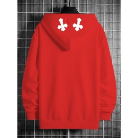 Men's Casual Hoodie with Unique Print Design - Soft Polyester, Machine Washable, Loose Fit Pullover with Kangaroo Pocket Men's Casual Hoodie with Unique Print Design - Soft Polyester, Machine Washable, Loose Fit Pullover with Kangaroo Pocket