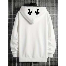 Men's Casual Hoodie with Unique Print Design - Soft Polyester, Machine Washable, Loose Fit Pullover with Kangaroo Pocket Men's Casual Hoodie with Unique Print Design - Soft Polyester, Machine Washable, Loose Fit Pullover with Kangaroo Pocket