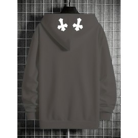 Men's Casual Hoodie with Unique Print Design - Soft Polyester, Machine Washable, Loose Fit Pullover with Kangaroo Pocket Men's Casual Hoodie with Unique Print Design - Soft Polyester, Machine Washable, Loose Fit Pullover with Kangaroo Pocket