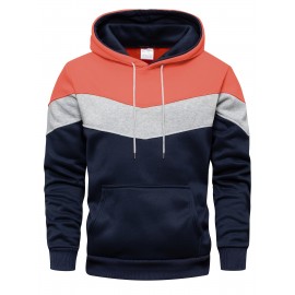 Men's Color Block Hoodie with Kangaroo Pocket and Drawstring - Comfortable and Stylish Sweatshirt for Spring and Fall Men's Color Block Hoodie with Kangaroo Pocket and Drawstring - Comfortable and Stylish Sweatshirt for Spring and Fall