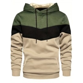 Men's Color Block Hoodie with Kangaroo Pocket and Drawstring - Comfortable and Stylish Sweatshirt for Spring and Fall Men's Color Block Hoodie with Kangaroo Pocket and Drawstring - Comfortable and Stylish Sweatshirt for Spring and Fall