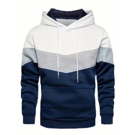Men's Color Block Hoodie with Kangaroo Pocket and Drawstring - Comfortable and Stylish Sweatshirt for Spring and Fall Men's Color Block Hoodie with Kangaroo Pocket and Drawstring - Comfortable and Stylish Sweatshirt for Spring and Fall