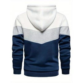 Men's Color Block Hoodie with Kangaroo Pocket and Drawstring - Comfortable and Stylish Sweatshirt for Spring and Fall Men's Color Block Hoodie with Kangaroo Pocket and Drawstring - Comfortable and Stylish Sweatshirt for Spring and Fall