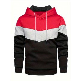 Men's Color Block Hoodie with Kangaroo Pocket and Drawstring - Comfortable and Stylish Sweatshirt for Spring and Fall Men's Color Block Hoodie with Kangaroo Pocket and Drawstring - Comfortable and Stylish Sweatshirt for Spring and Fall
