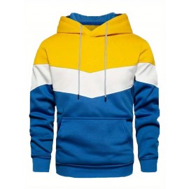 Men's Color Block Hoodie with Kangaroo Pocket and Drawstring - Comfortable and Stylish Sweatshirt for Spring and Fall Men's Color Block Hoodie with Kangaroo Pocket and Drawstring - Comfortable and Stylish Sweatshirt for Spring and Fall