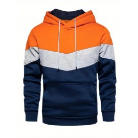 Men's Color Block Hoodie with Kangaroo Pocket and Drawstring - Comfortable and Stylish Sweatshirt for Spring and Fall Men's Color Block Hoodie with Kangaroo Pocket and Drawstring - Comfortable and Stylish Sweatshirt for Spring and Fall