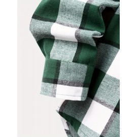 Fashionable And Versatile Men's College Style Casual Plaid Hoodies Button Drawstring Shirt Jacket, Suitable For Outdoor Fashionable And Versatile Men's College Style Casual Plaid Hoodies Button Drawstring Shirt Jacket, Suitable For Outdoor